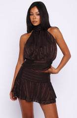 Brightened My Day Mini Skirt Chocolate