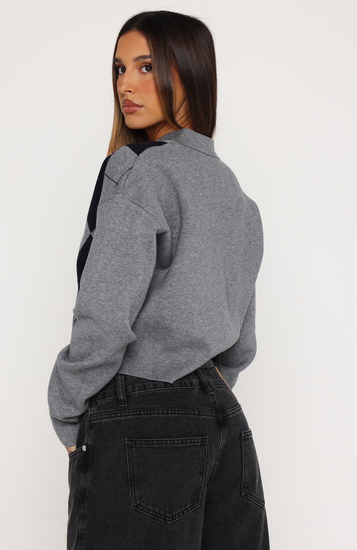 Cinzia Argyle Knit Sweater Navy Winter