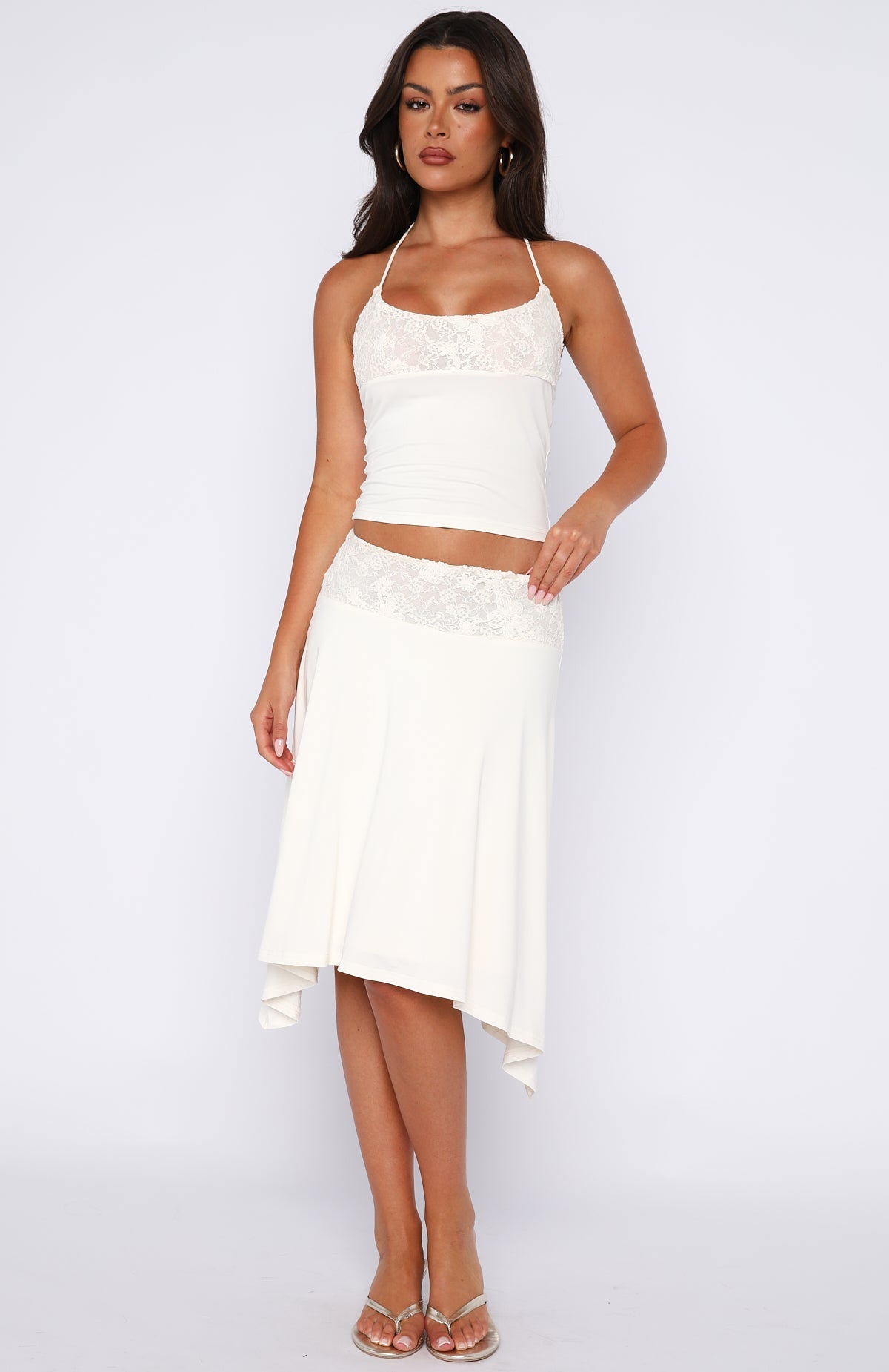Cool Chaos Halter Top Off White