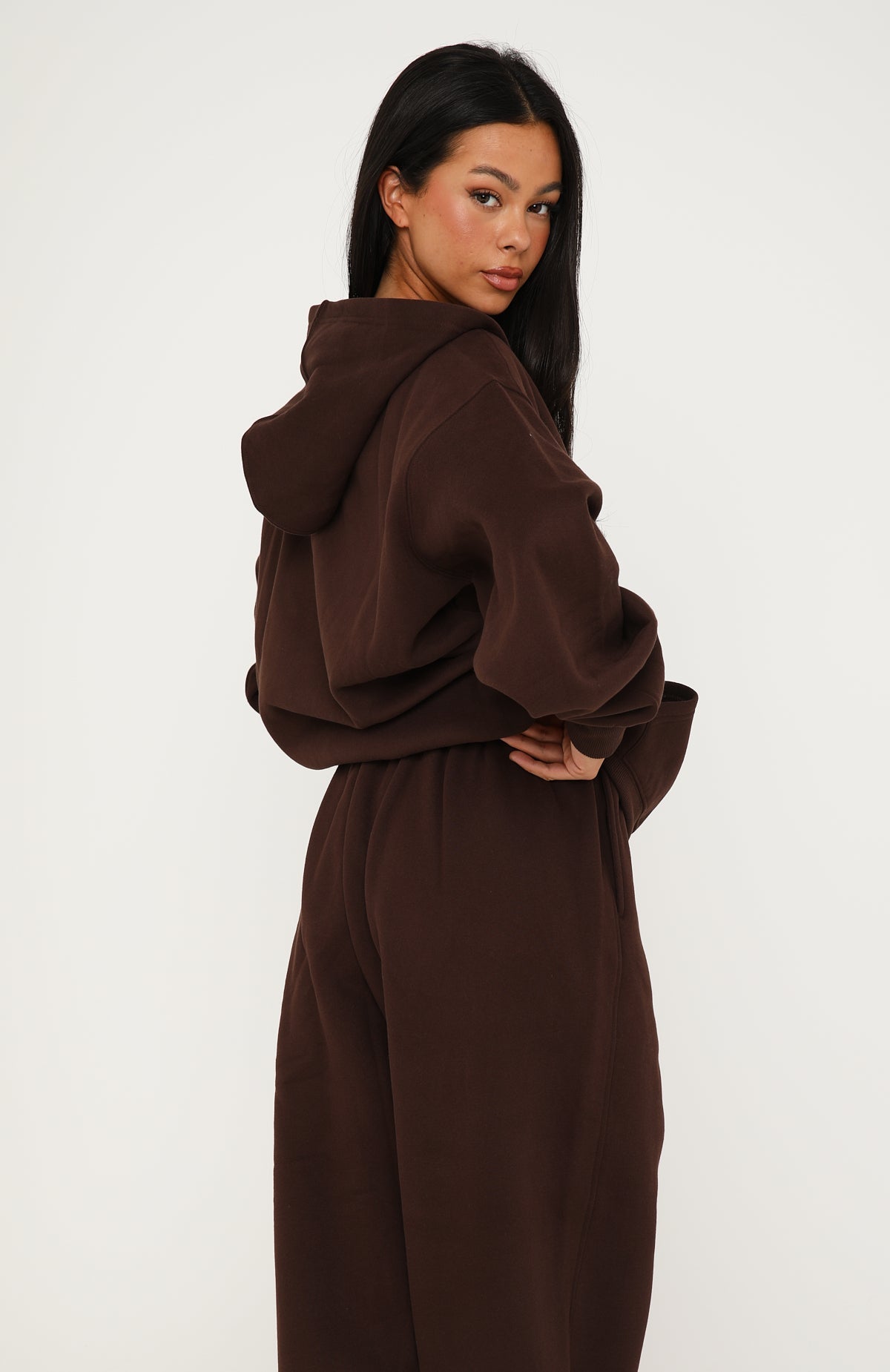 Core Classic Zip Front Hoodie Chocolate