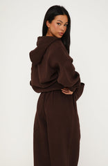 Core Classic Zip Front Hoodie Chocolate