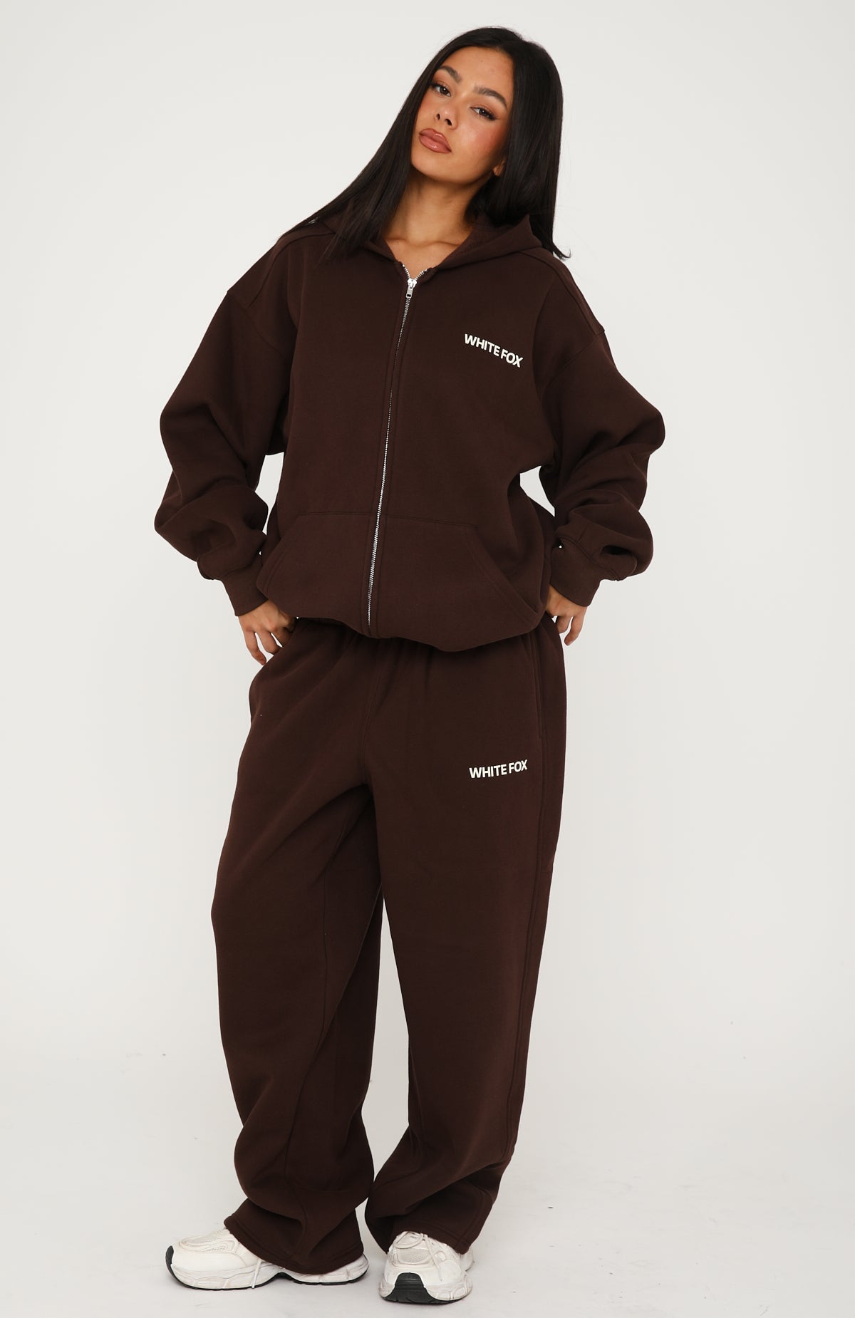 Core Classic Zip Front Hoodie Chocolate