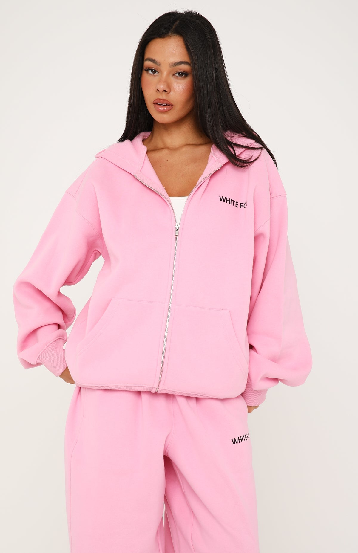 Core Classic Zip Front Hoodie Pink