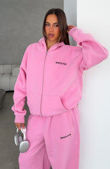 Core Classic Zip Front Hoodie Pink