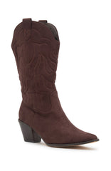 Darcy Cowboy Boots Chocolate Faux Suede