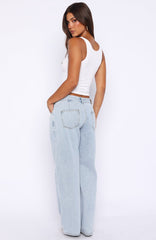 Day At A Time Low Rise Wide Leg Jeans Mid Blue Wash