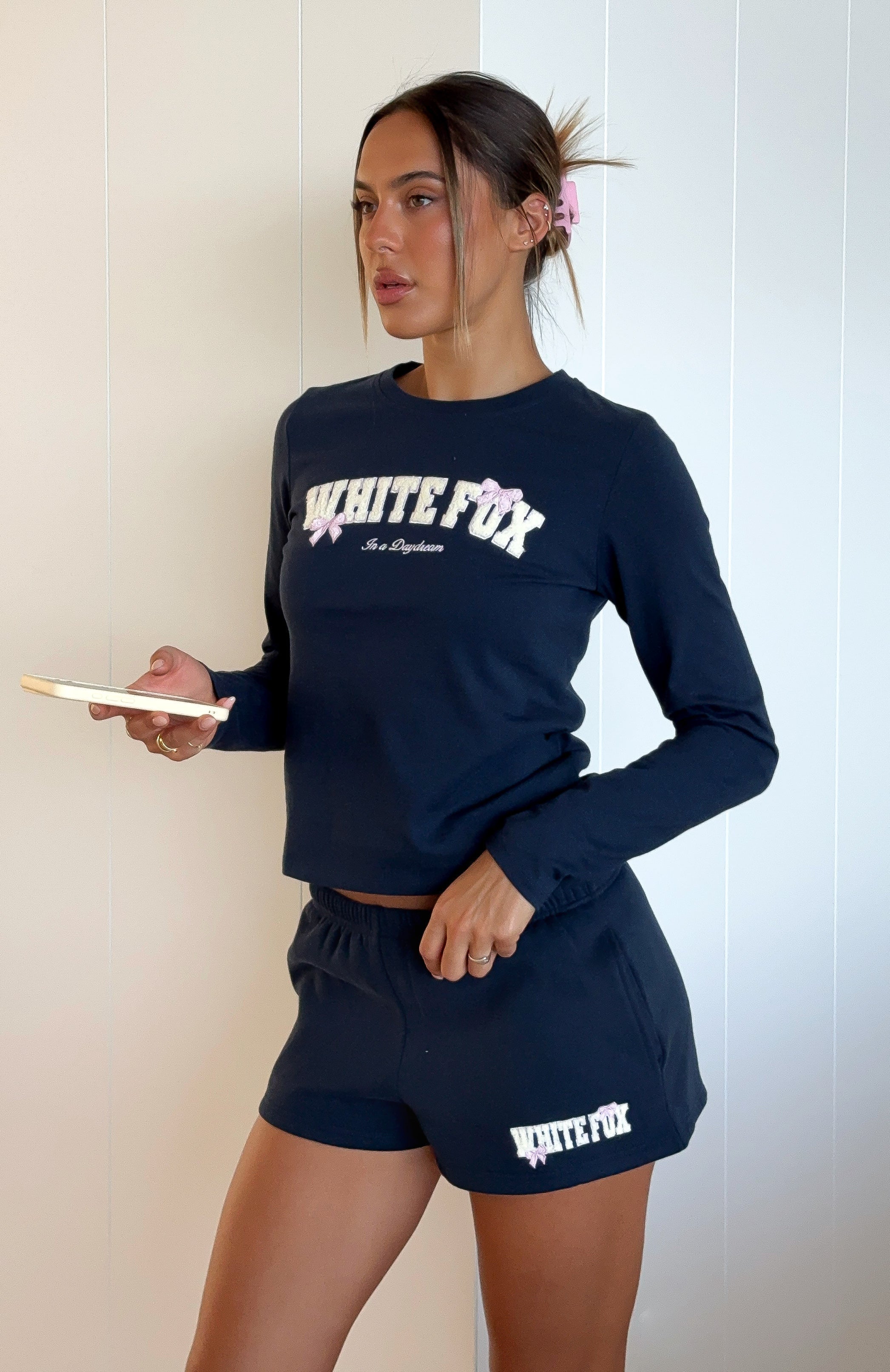 Daydreamers Madeline Long Sleeve Baby Tee Navy