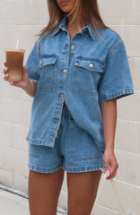 Denim Daydream Button Up Shirt Mid Blue Wash
