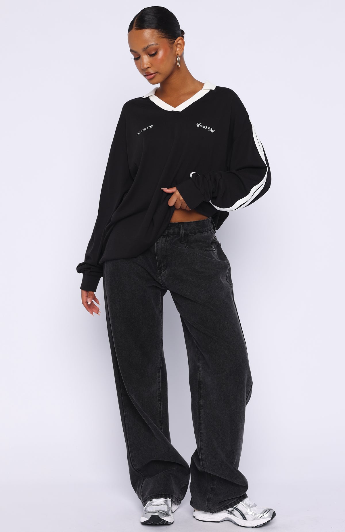 Dreamy Skies Long Sleeve Oversized Jersey Black