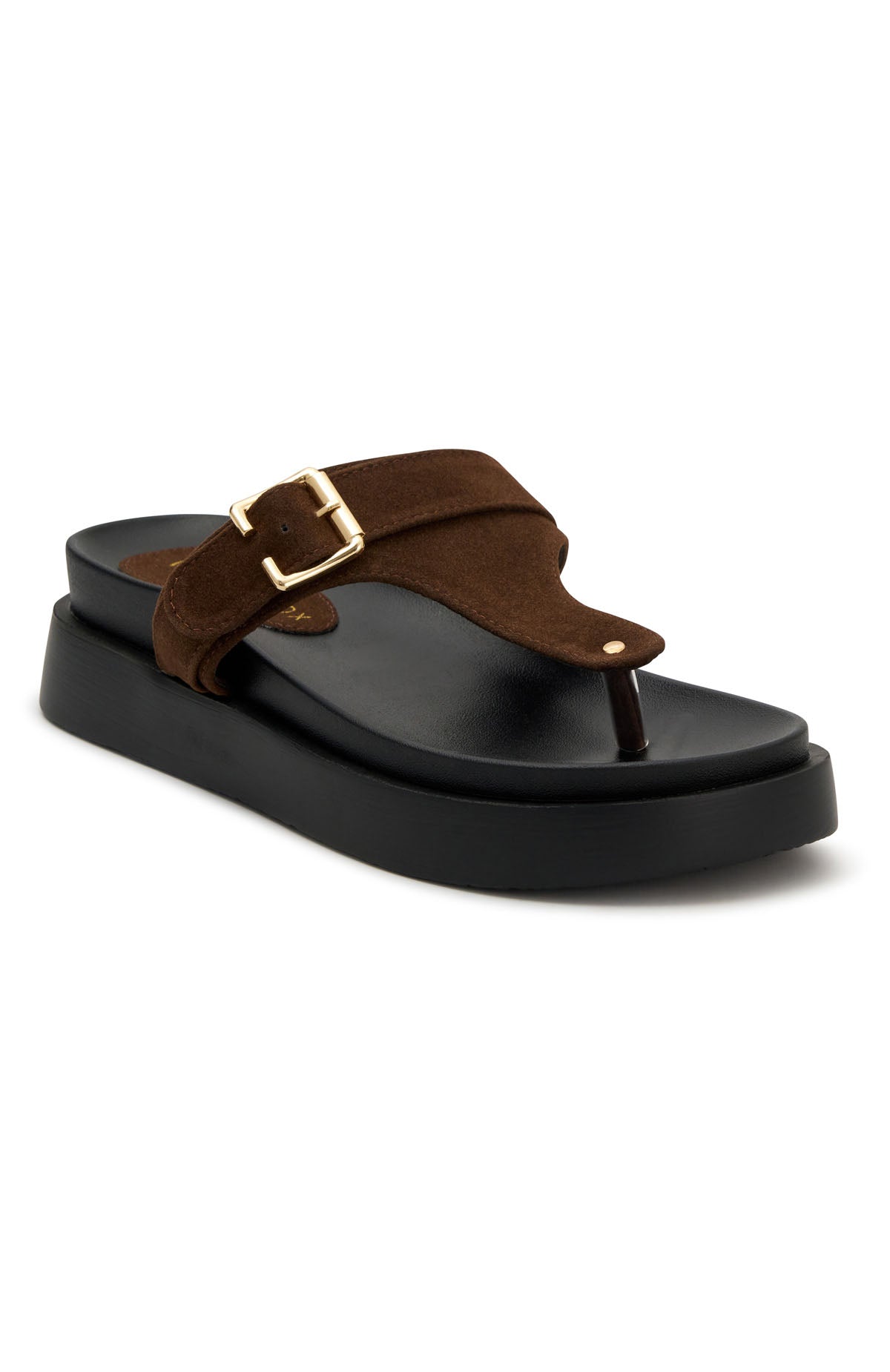 Eudora Thong Sandals Chocolate Faux Suede