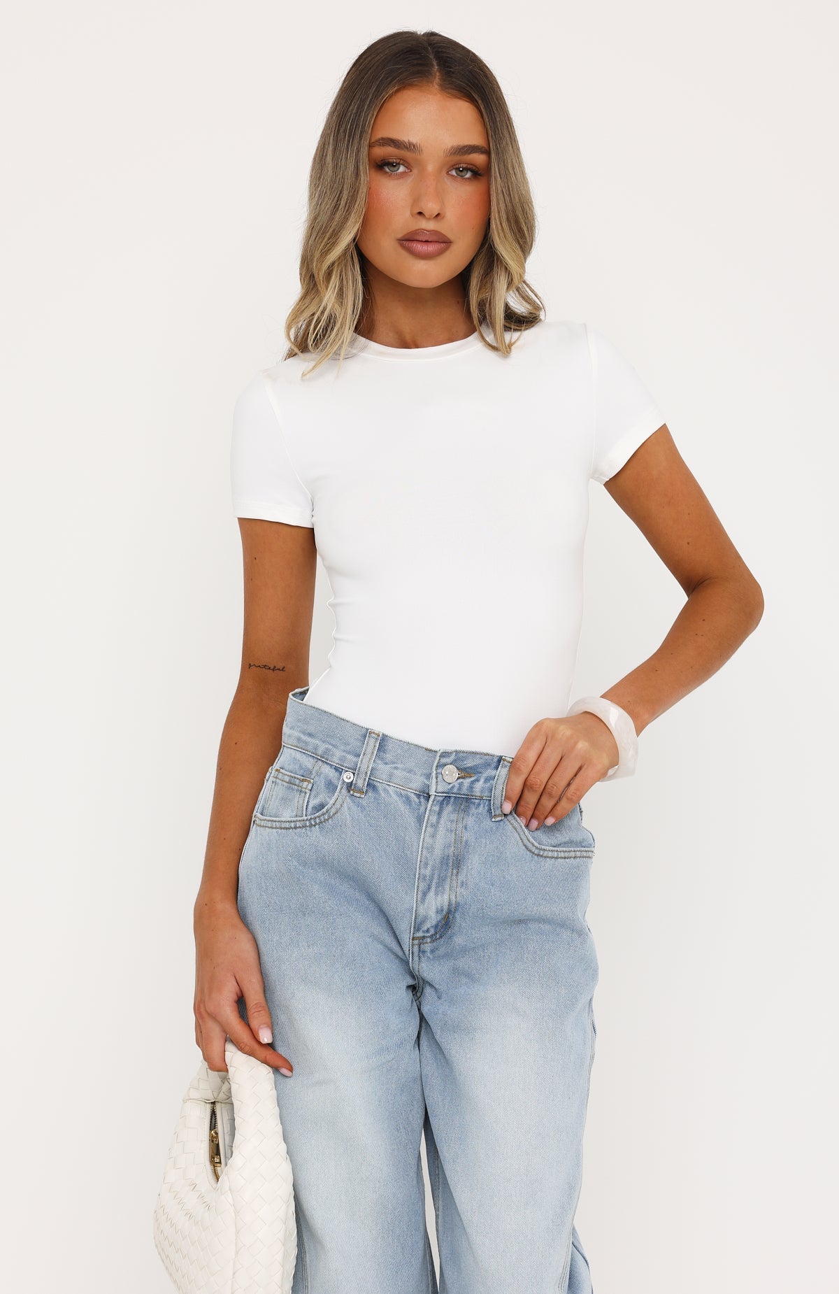 Experience It All Short Sleeve Bodysuit White