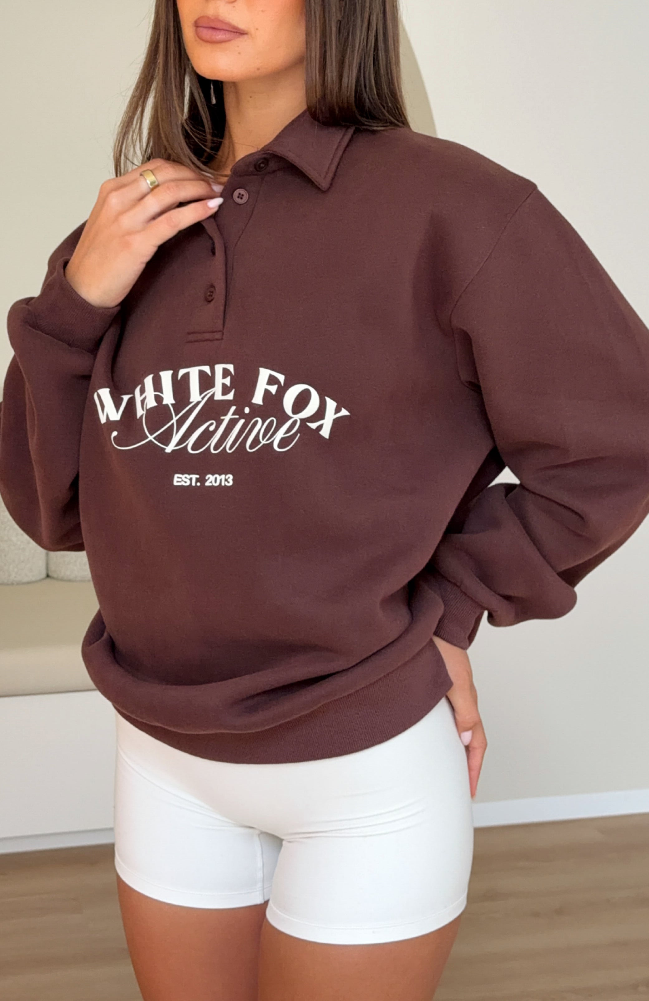 Far Away Oversized Henley Sweater Dark Chocolate