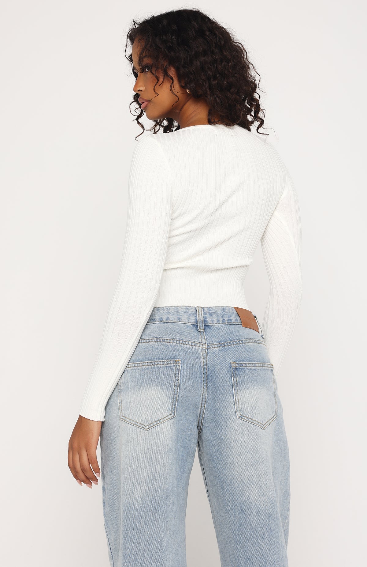 Fine Wine Long Sleeve Knit Top Off White