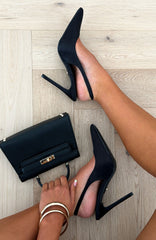 Fisher Heels Black Satin
