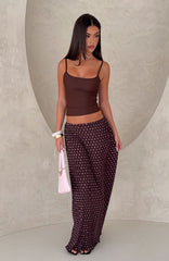 Flow State Maxi Skirt Choc/Pink Polka Dot