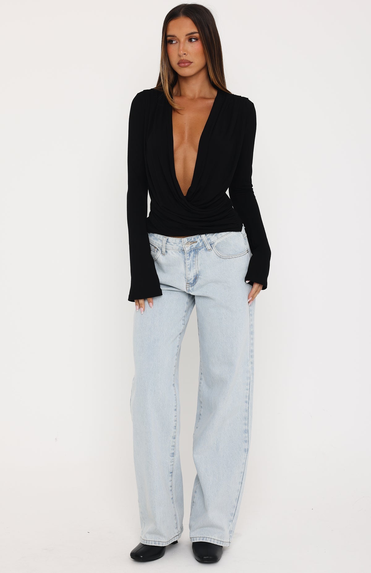 Fun And Flirty Long Sleeve Top Black
