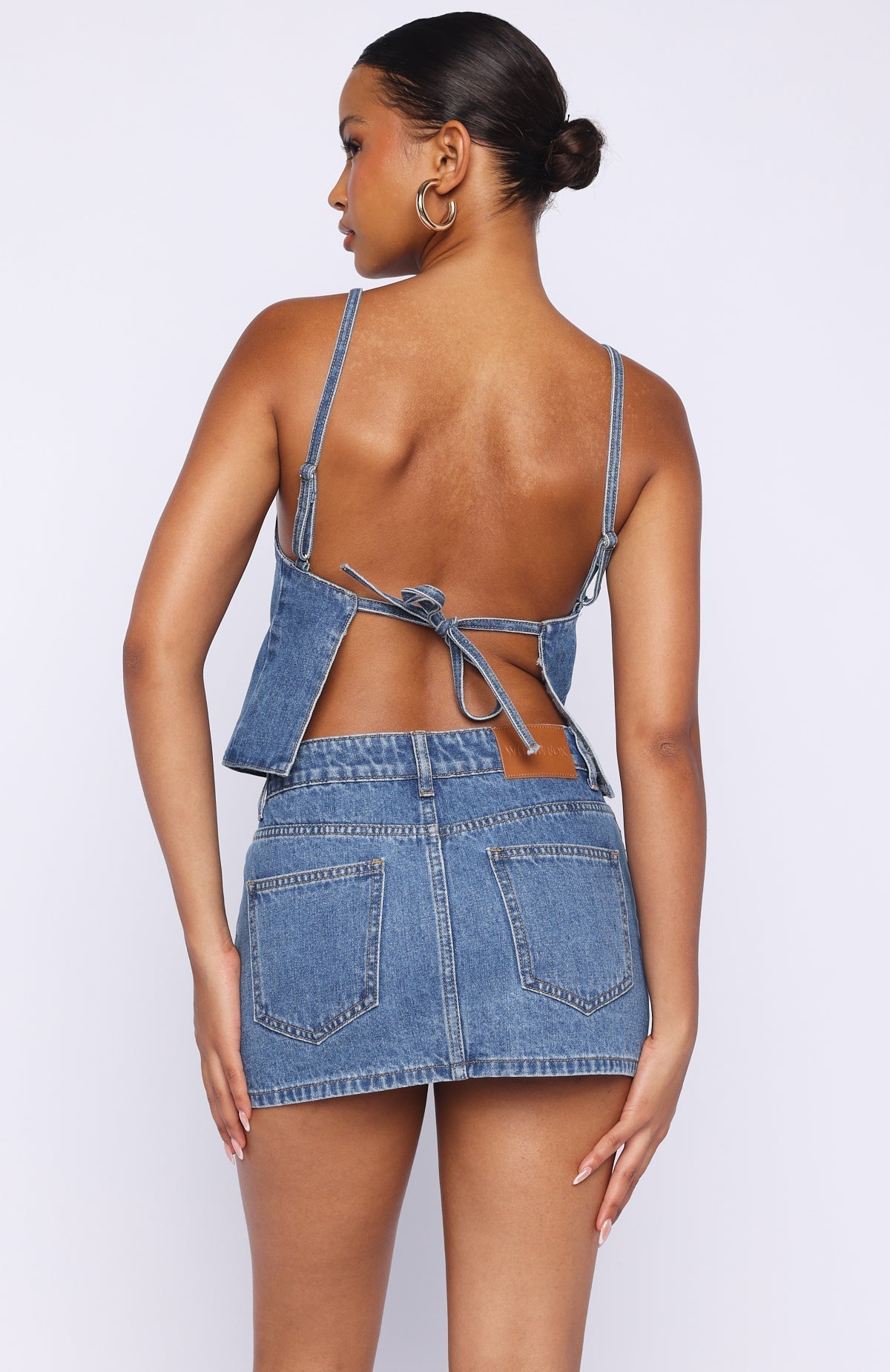 Happiness Is Key Mid Rise Denim Mini Skirt Admiral Blue Wash