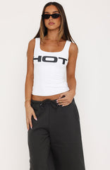 Hot Girl Behaviour Tank Top White