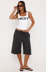 Booked And Busy Track Shorts Charcoal