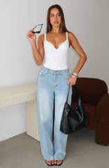 Jessica Mid Rise Barrel Leg Jeans Light Blue Wash