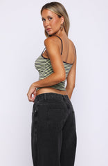 Just Let It Go Singlet Green/Plum Stripe