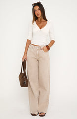 Just My Type Mid Rise Wide Leg Jeans Sesame