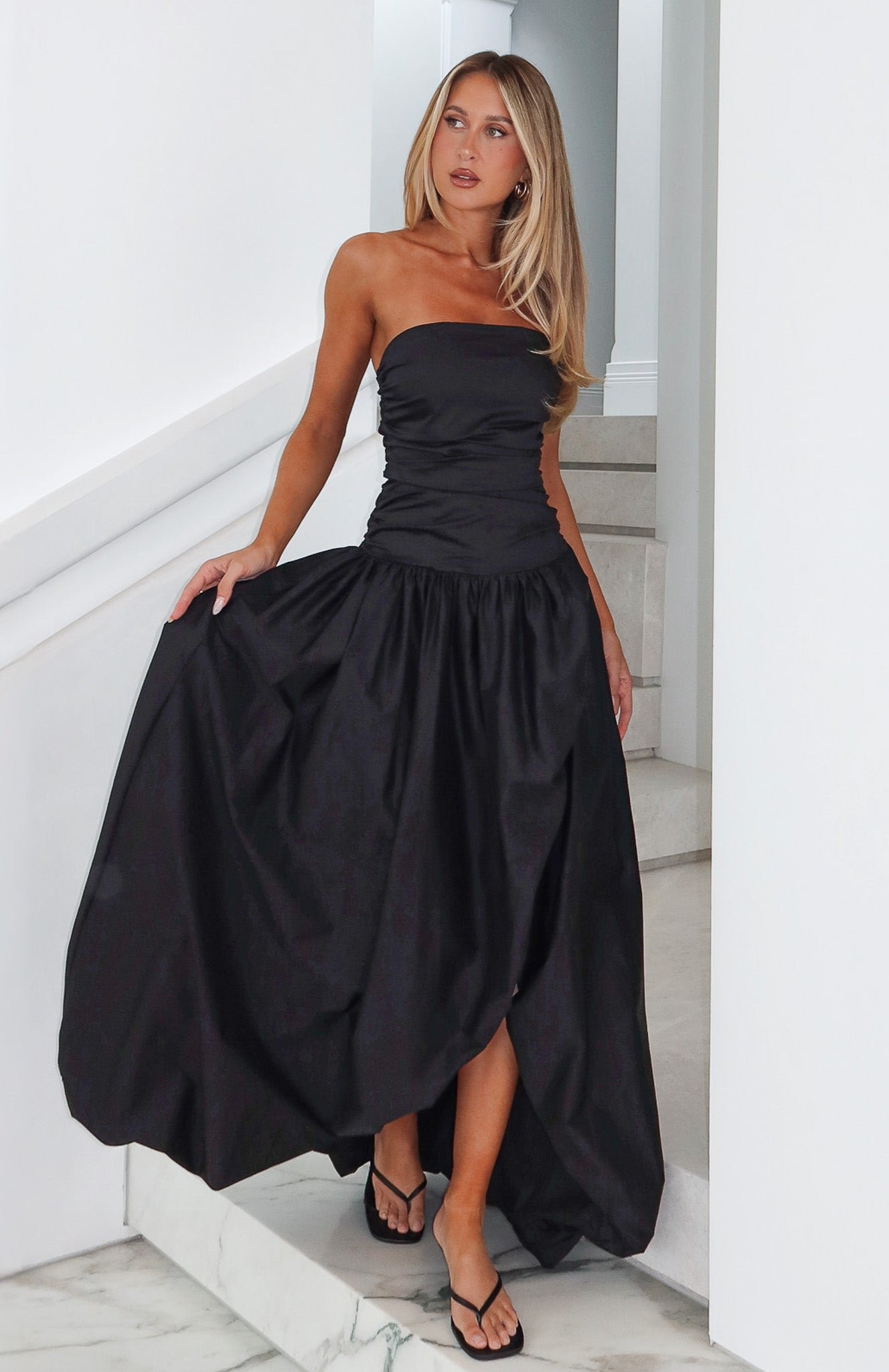 Keep My Promise Strapless Maxi Dress Black