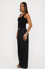Maeve Low Rise Wide Leg Jeans Black Acid