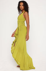 Main Character Energy Mesh Maxi Dress Chartreuse
