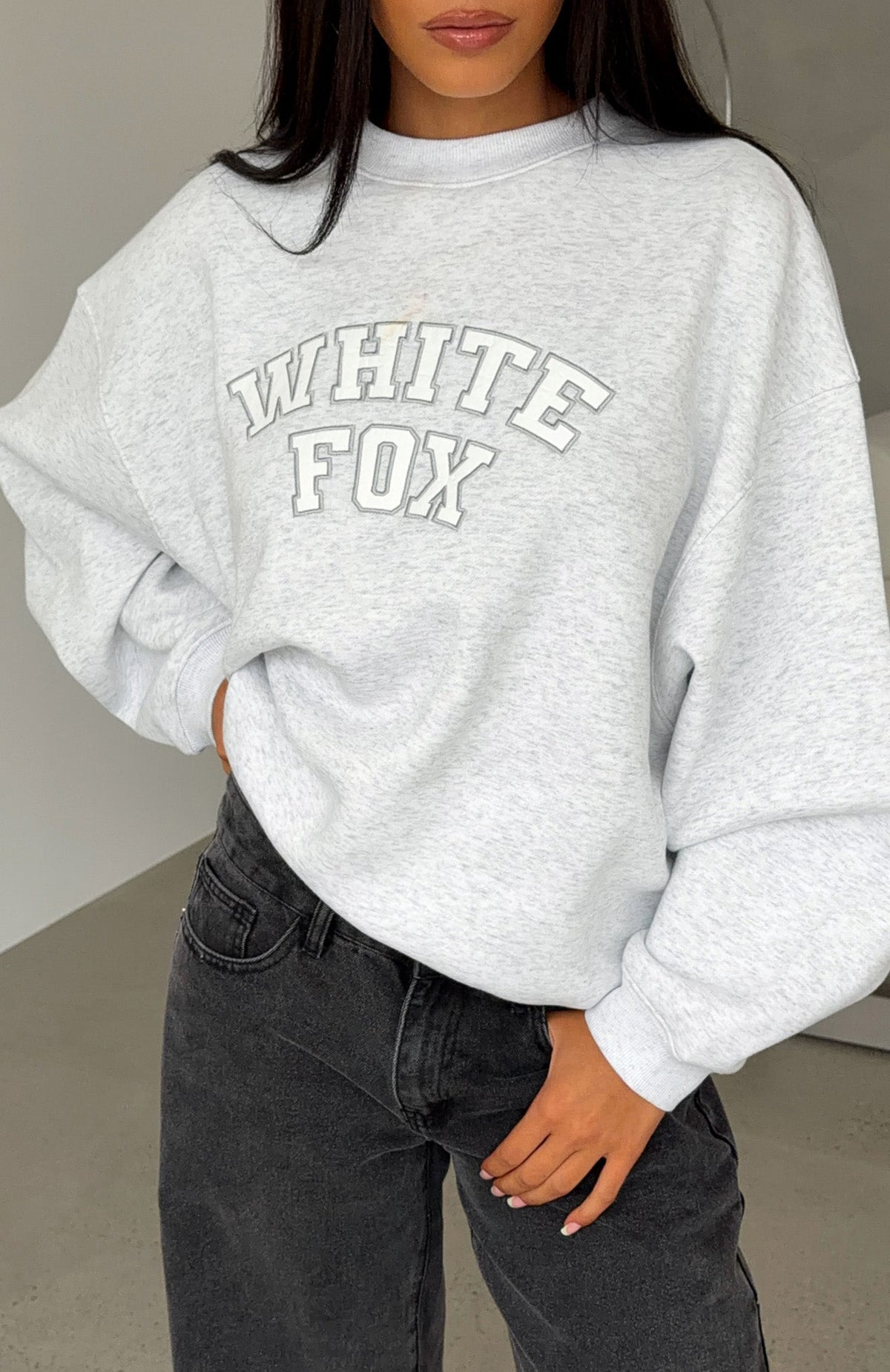 Major Upgrade Oversized Drop Shoulder Sweater Grey Marle