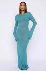 Malta Mermaids Long Sleeve Maxi Dress Teal Crush