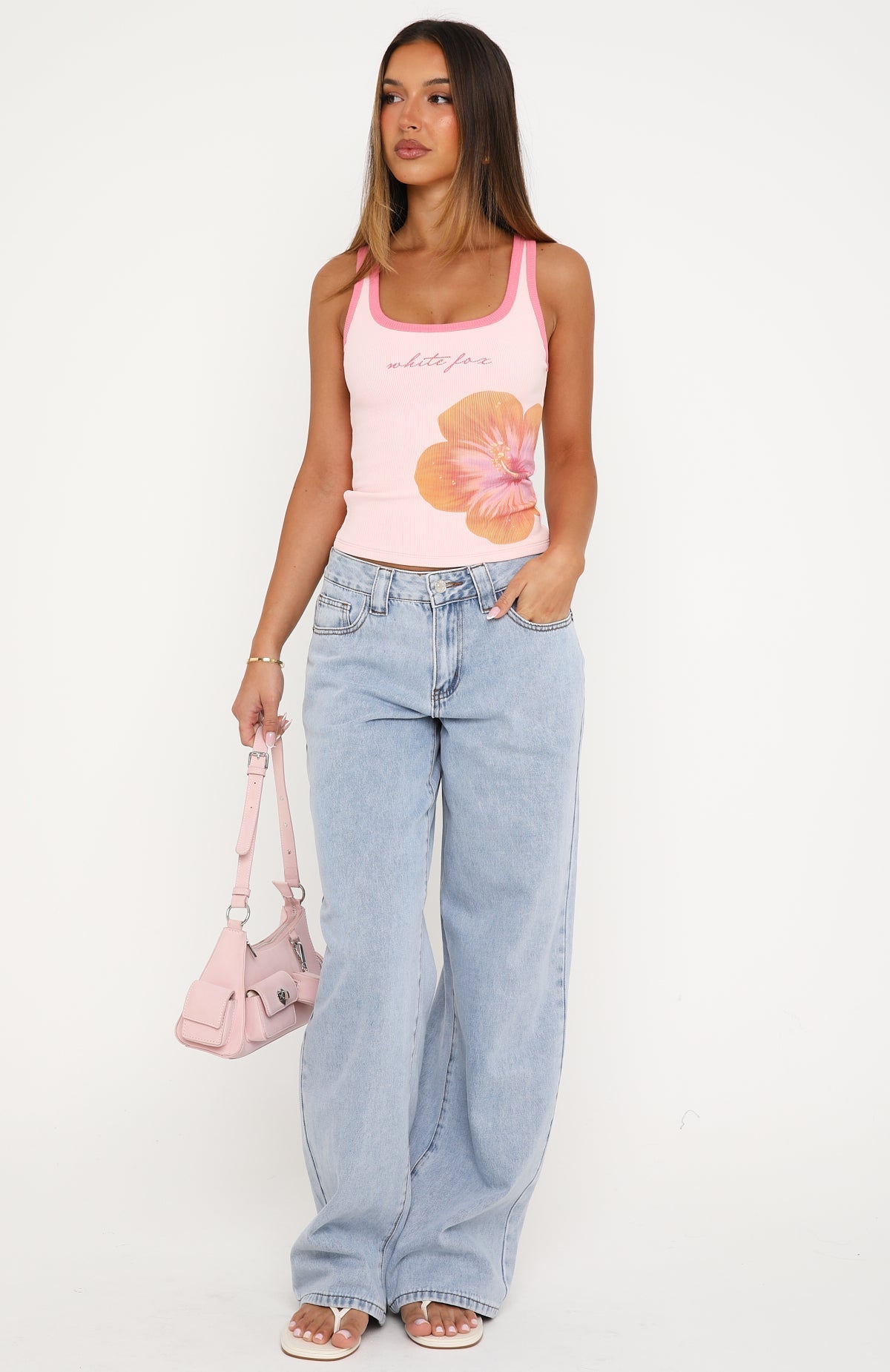 Midnight Bloom Tank Top Pink