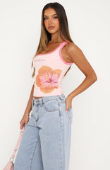 Midnight Bloom Tank Top Pink