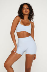 Keep Up High Waisted Shorts 4" Icy Blue