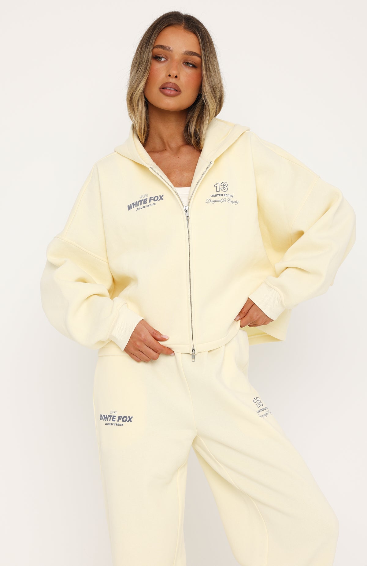 Never Missed Oversized Slouch Zip Front Hoodie Butter