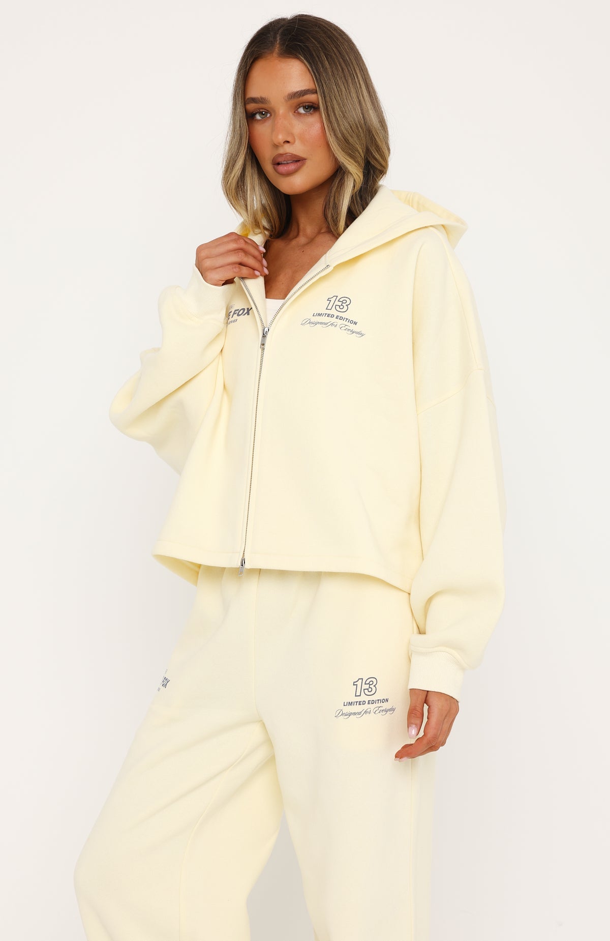 Never Missed Oversized Slouch Zip Front Hoodie Butter