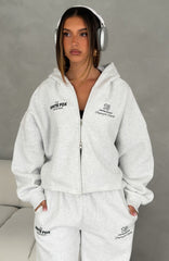 Never Missed Oversized Slouch Zip Front Hoodie Grey Marle