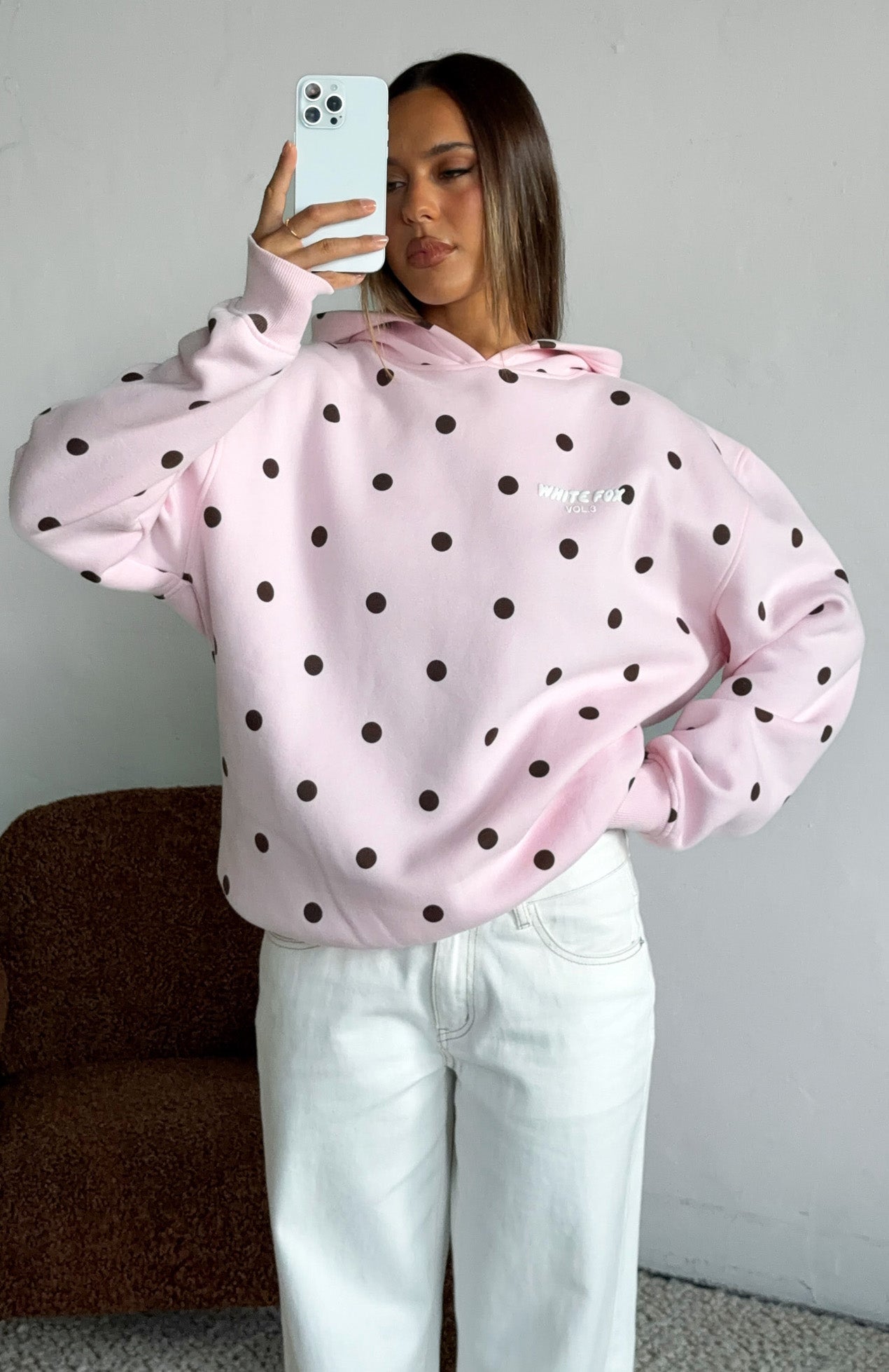 Offstage Printed Oversized Hoodie Posy Polka Dot