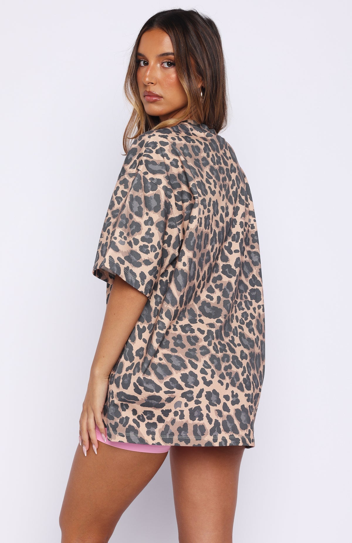 Offstage Printed Oversized Tee Dark Leopard