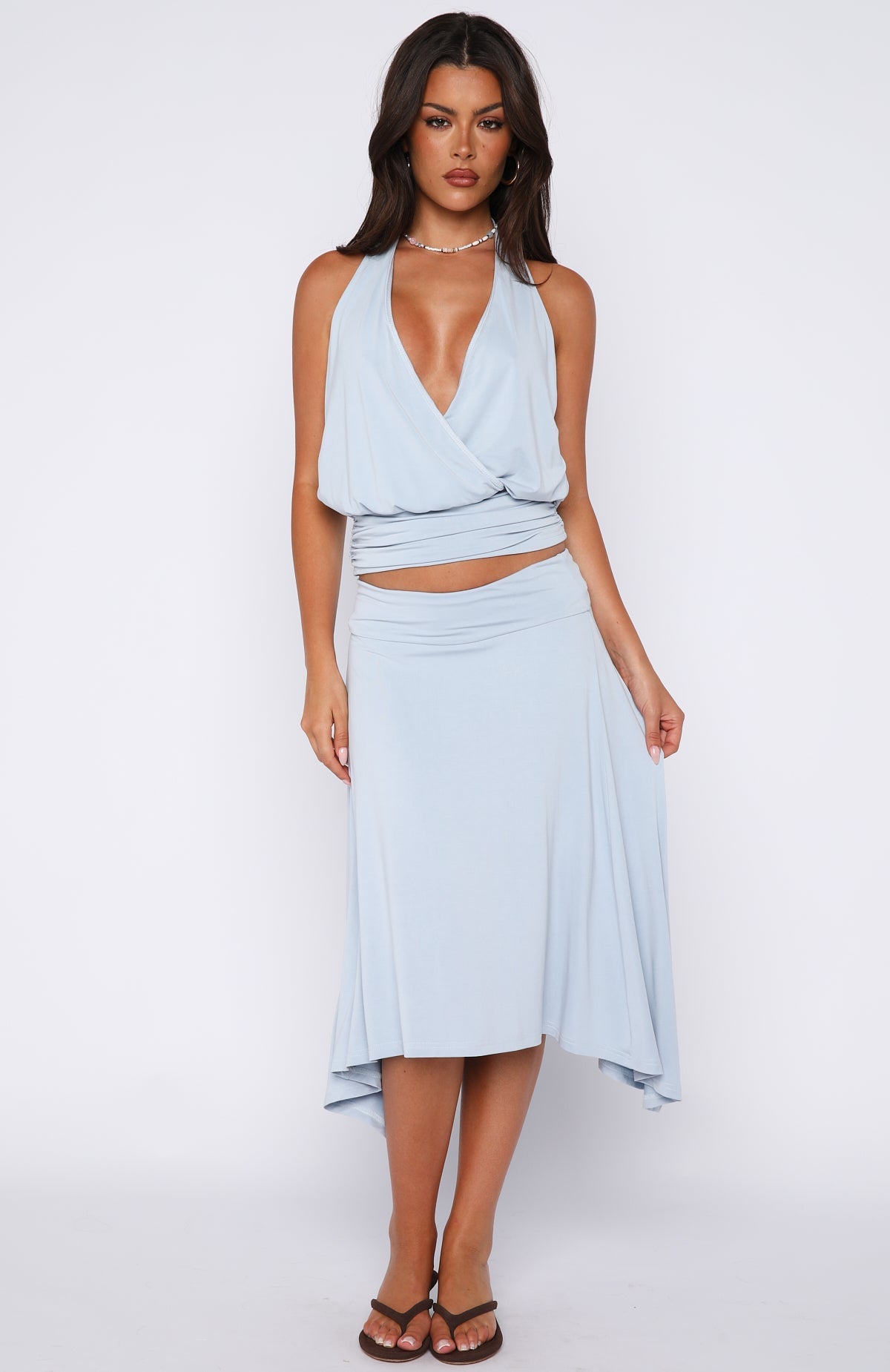On Display Halter Top Baby Blue