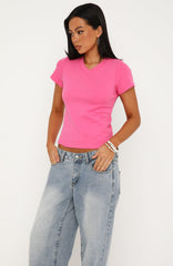 On The Hunt V Neck Top Bubblegum Pink