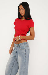 On The Hunt V Neck Top Red