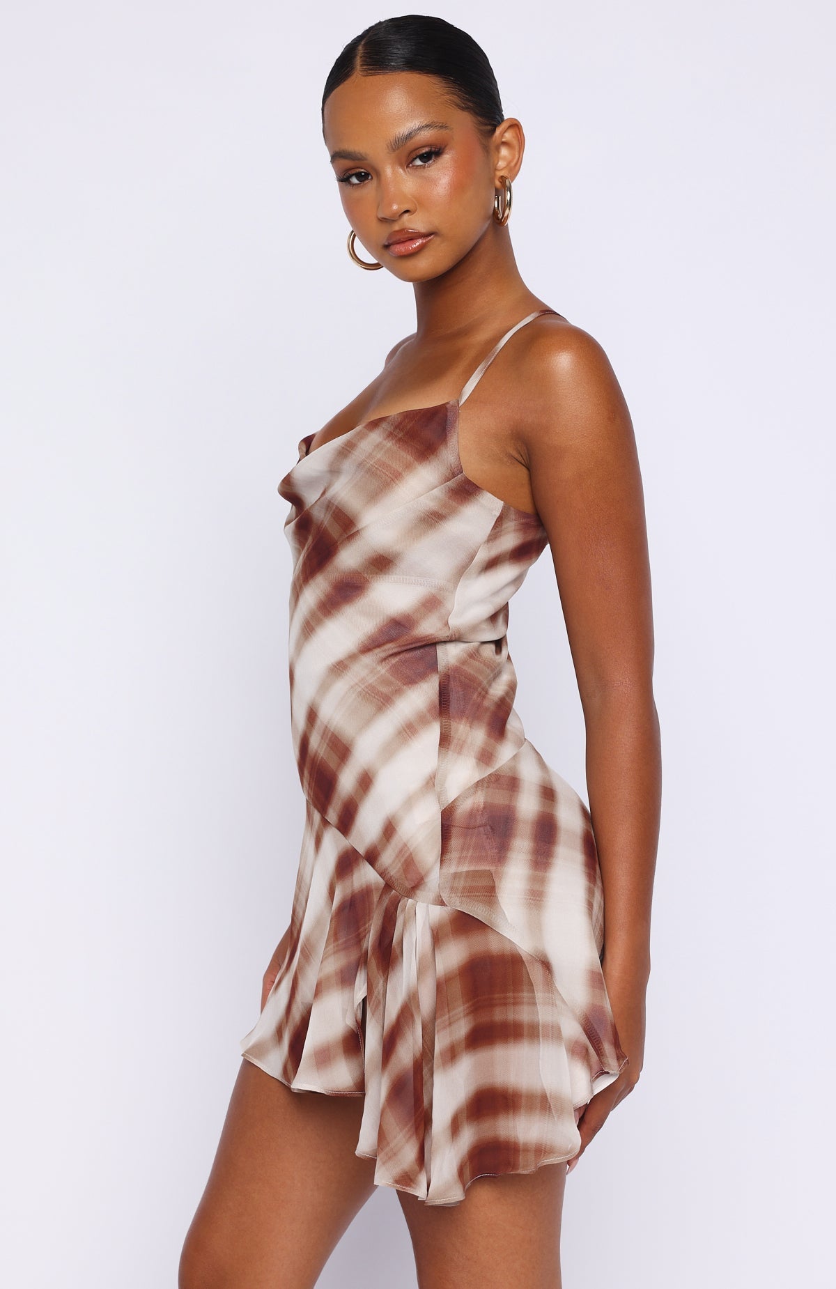 Personal Touch Cami Mini Dress Chocolate Plaid
