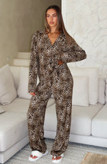 Pillow Talk Printed Long Sleeve Pyjama Set Leopard
