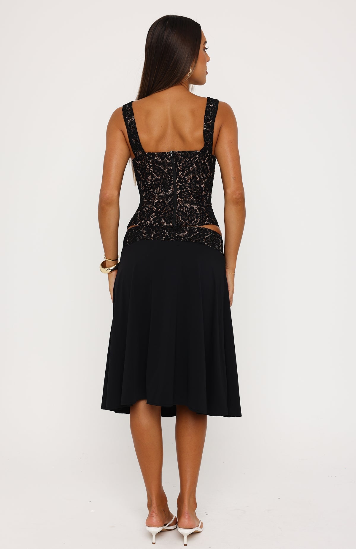 Promise Kept Lace Midi Skirt Black