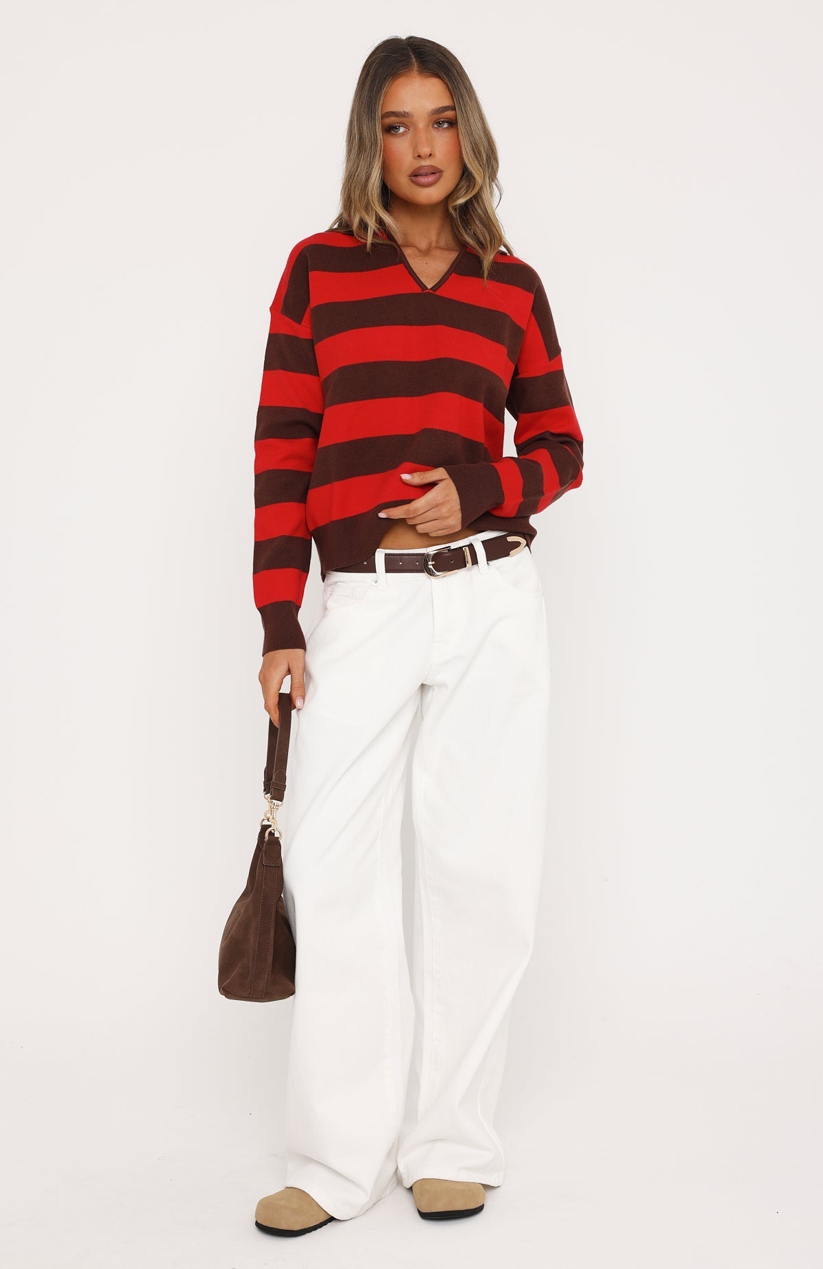 Ramona Knit Sweater Chocolate/Red