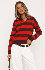 Ramona Knit Sweater Chocolate/Red