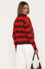 Ramona Knit Sweater Chocolate/Red