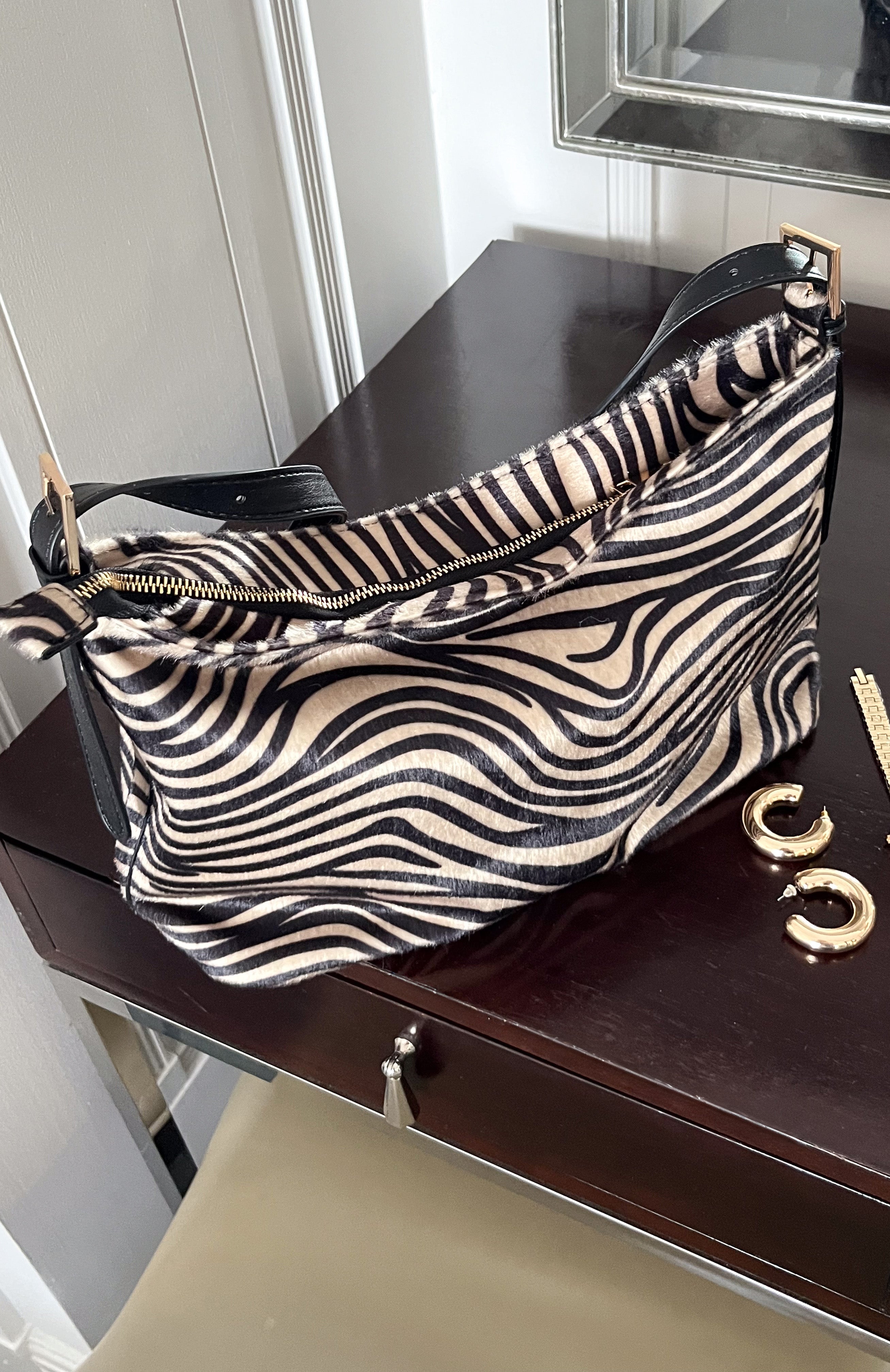 Ryker Shoulder Bag Zebra Faux Pony Hair