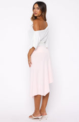 Sending My Love Asymmetric Midi Skirt Pink